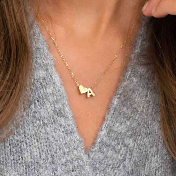 18K Heart Initials Necklace