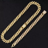 18k Gold Crystal Cuban Links Necklace Bracelet Watch