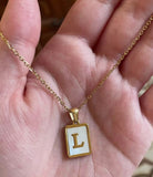 18K Gold Pearlescent initials Necklace