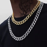 18k Gold Crystal Cuban Links Necklace Bracelet Watch