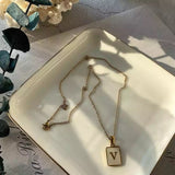 18K Gold Pearlescent initials Necklace