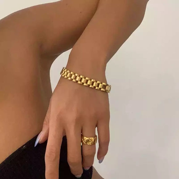 18K Gold Watch Strap Bracelet | Ring